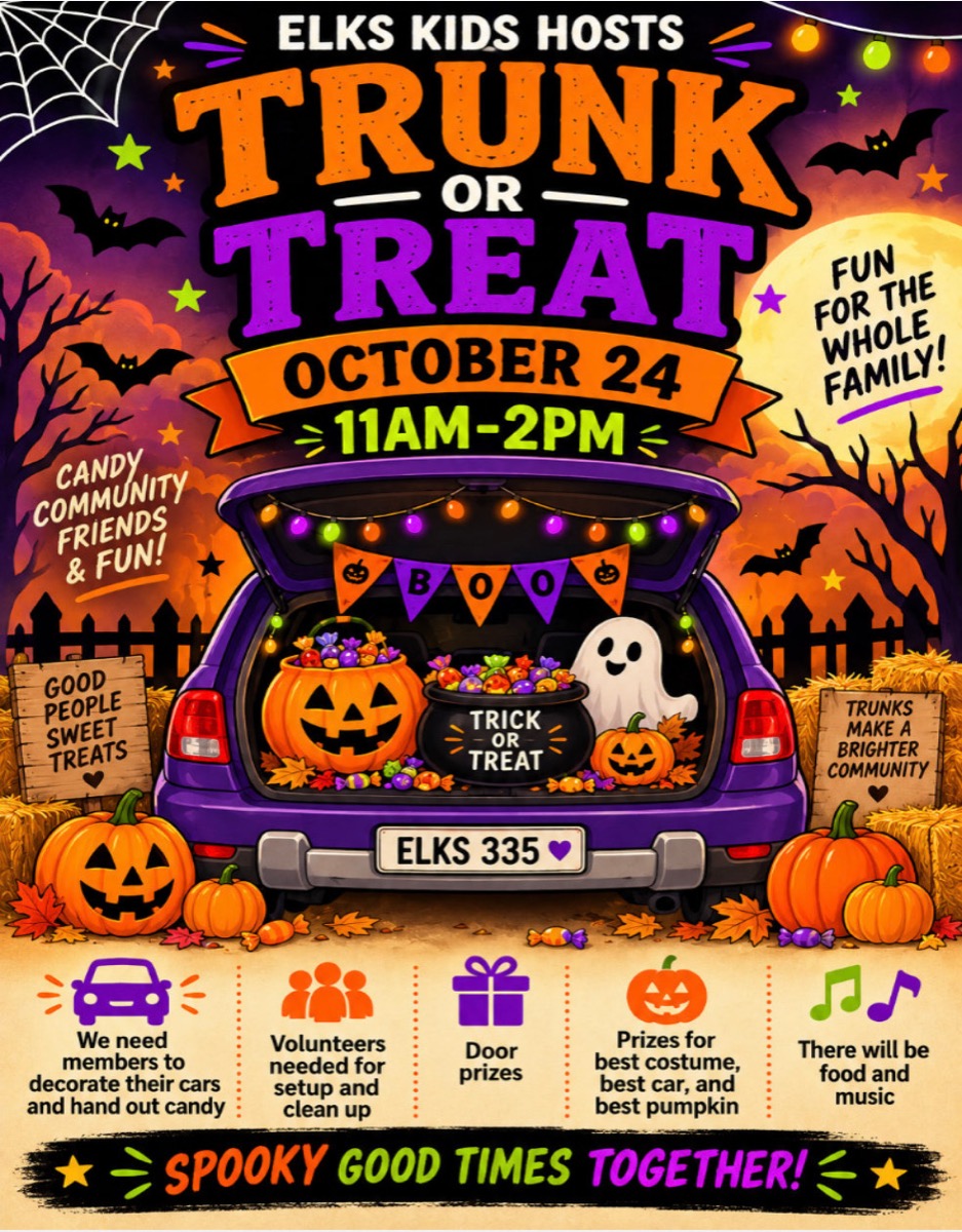 Elks Kids Trunk or Treat October 24, 2026