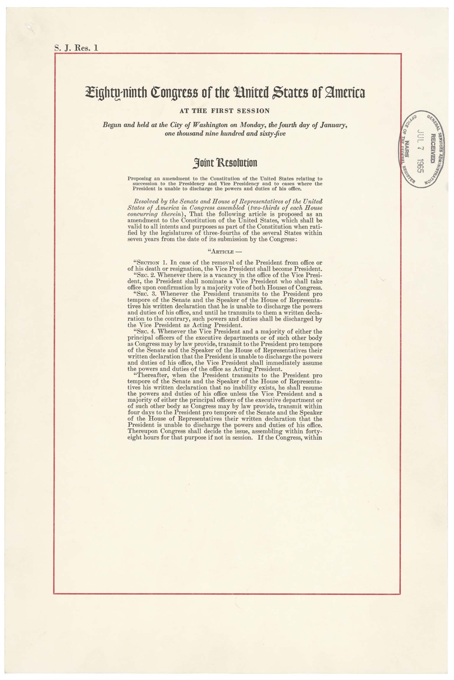 25th Amendment Page 1 of 2